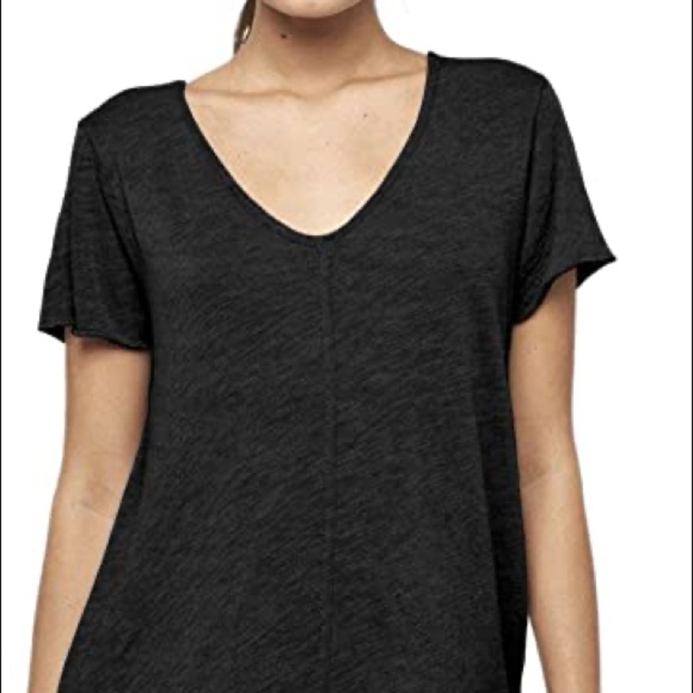 SOLD Project Social T black v neck raw hem